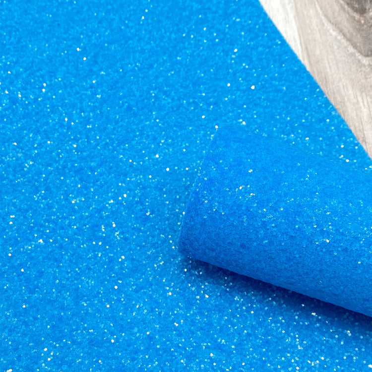 Neon Glitter Fabric Sheet - Blue Crush Faux Leather