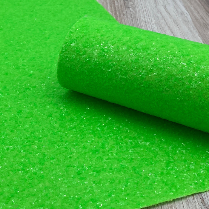 Neon Glitter Fabric Sheet - Electric Lime Faux Leather