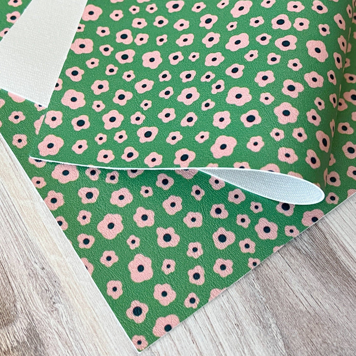 Green and Pink Floral Faux Leather