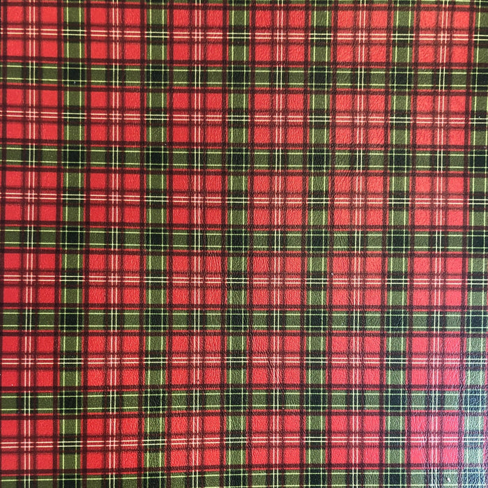 Holiday Tartan Plaid Faux Leather - Printed Marine Vinyl