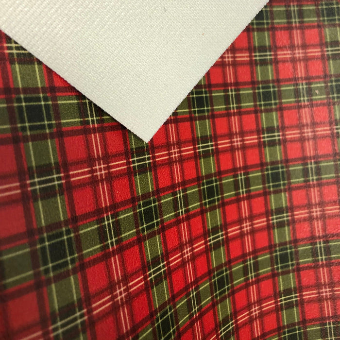 Holiday Tartan Plaid Faux Leather - Printed Marine Vinyl