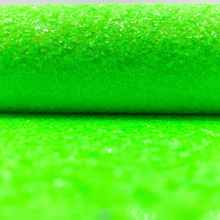 Neon Glitter Fabric Sheet - Electric Lime Faux Leather