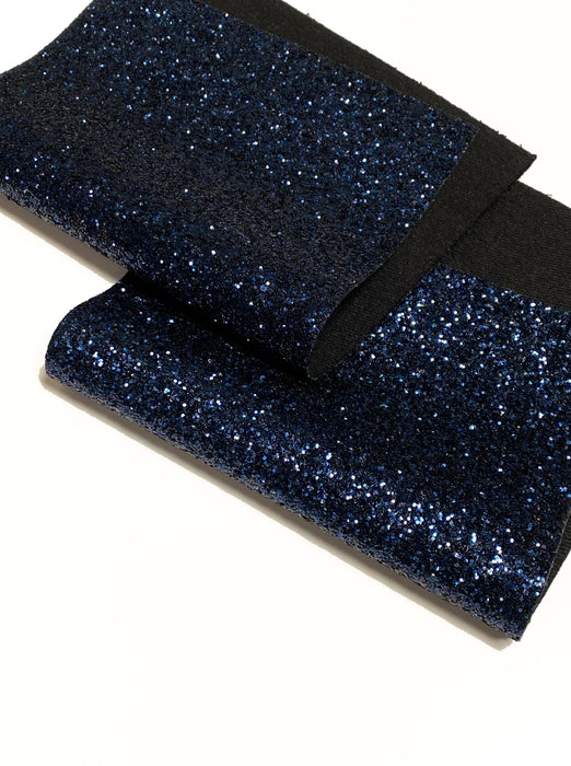 Navy Chunky Glitter Faux Leather