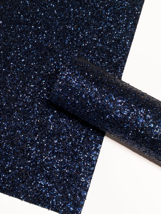 Navy Chunky Glitter Faux Leather
