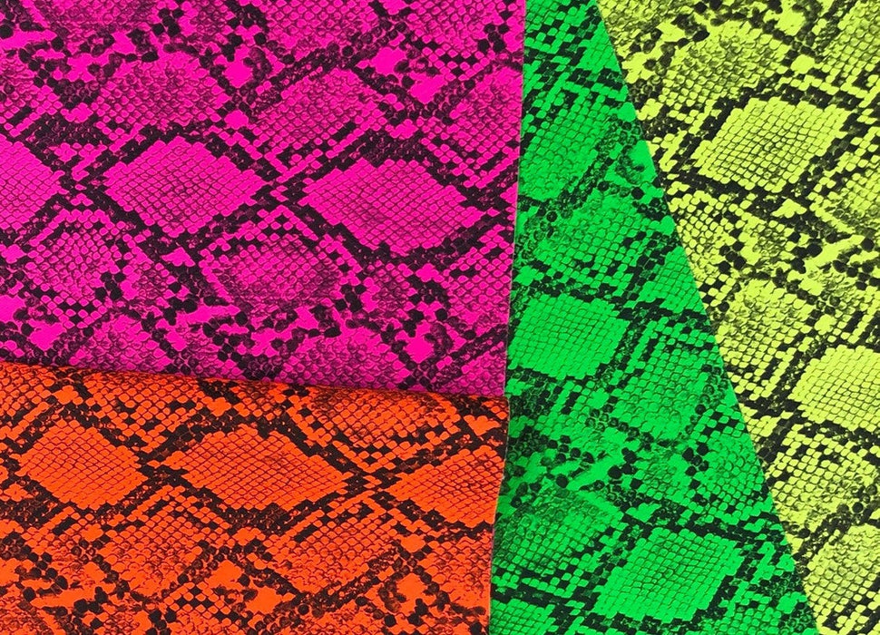 Neon Snake Print Faux Leather