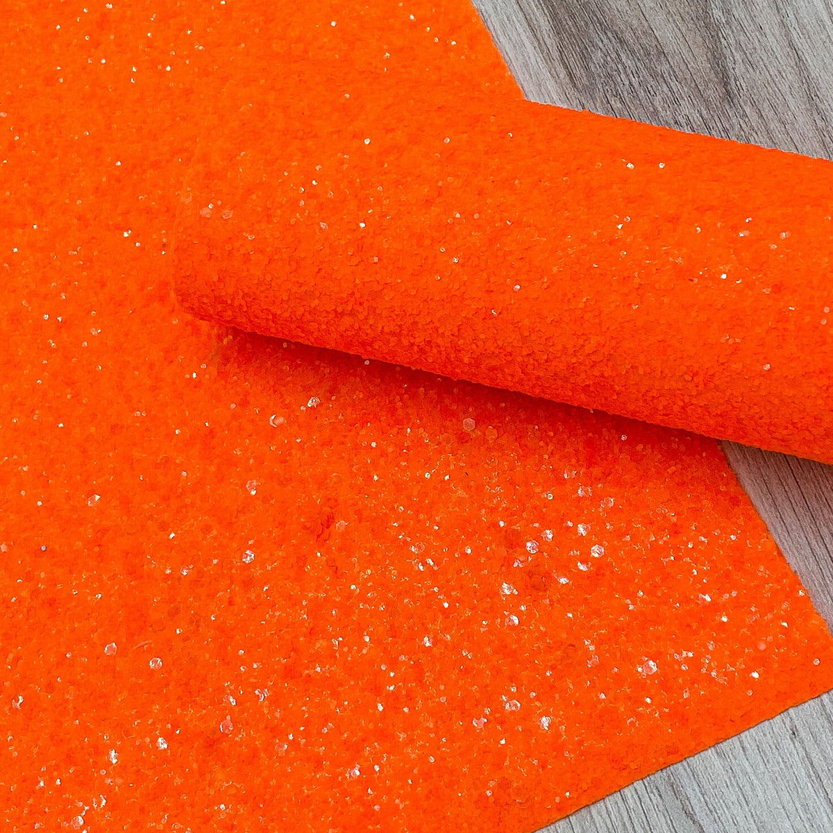 Frogjelly Leather Neon Glitter Fabric Sheet - Outrageous Orange Faux Leather