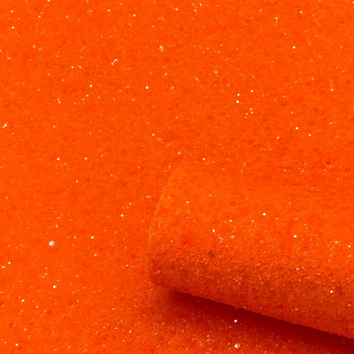 Frogjelly Leather Neon Glitter Fabric Sheet - Outrageous Orange Faux Leather