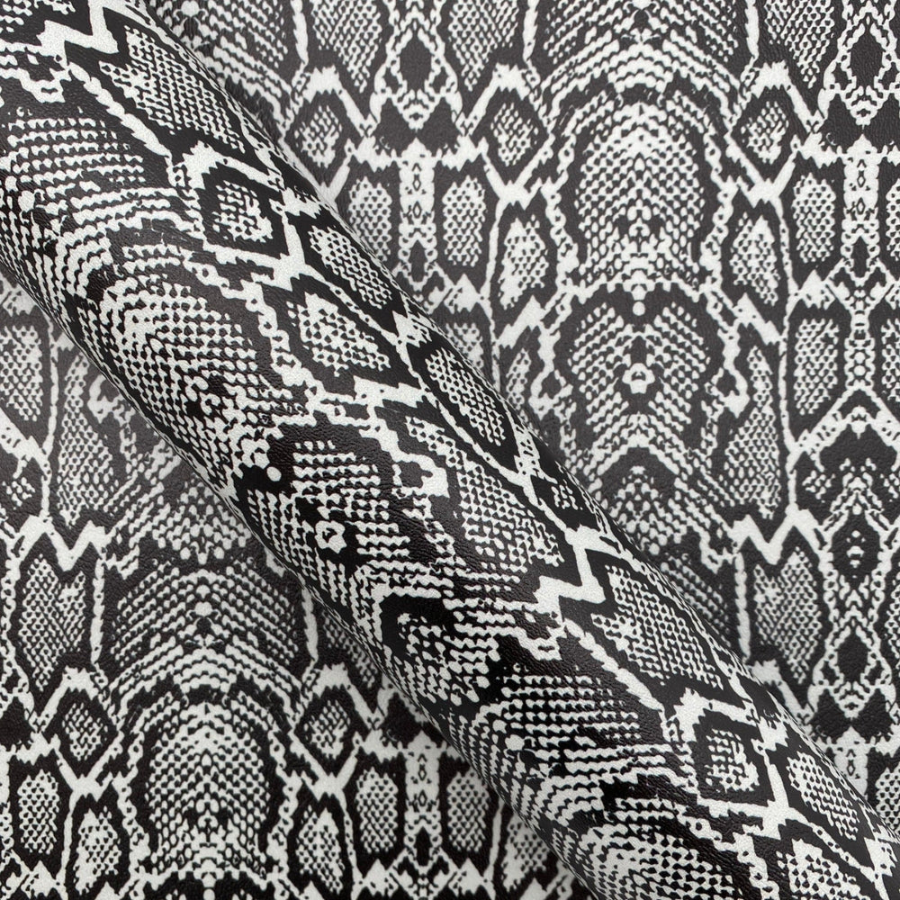 Snake Print Black & Grey Marine Vinyl Faux Leather