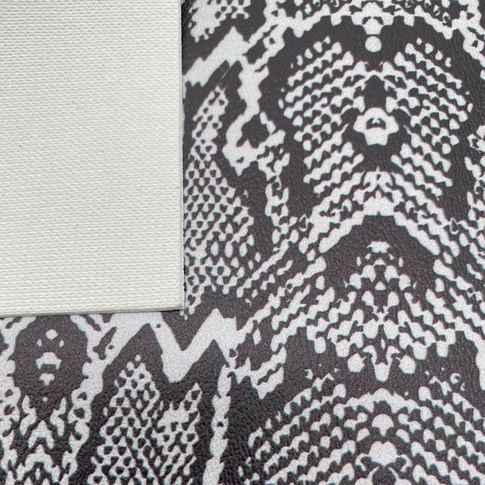 Snake Print Black & Grey - Marine Vinyl Faux Leather