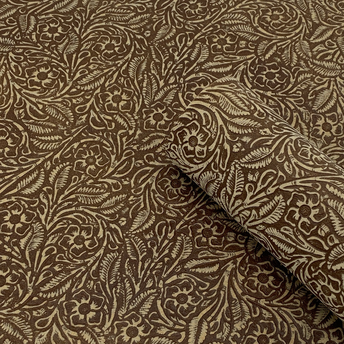 Embossed,Printed Dark Brown Genuine Suede Leather Sheet, 0.7 Mm