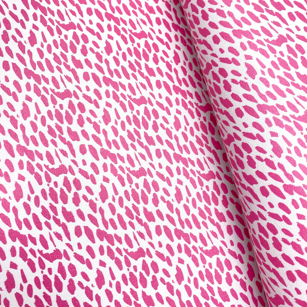 Pink Spotted Printed Marine Vinyl Faux Leather