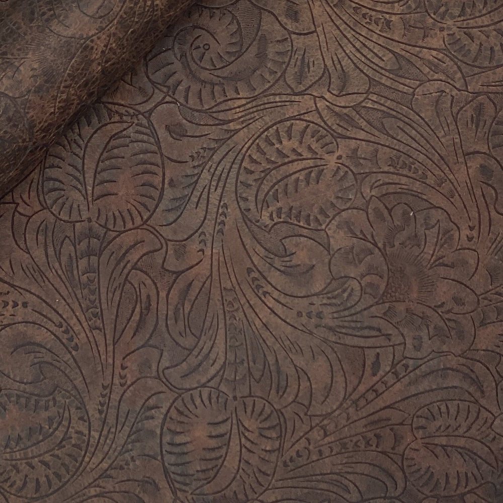 Western Floral Embossed Sheet - Dark Brown