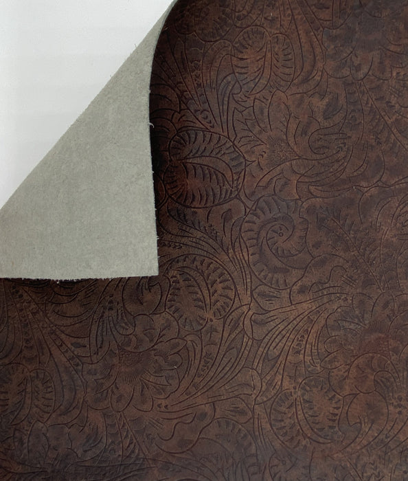 Western Floral Embossed Sheet - Dark Brown