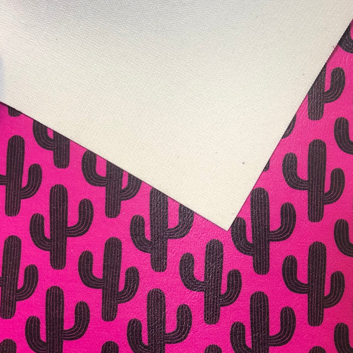 Hot Pink Saguaro Cactus Marine Vinyl Faux Leather