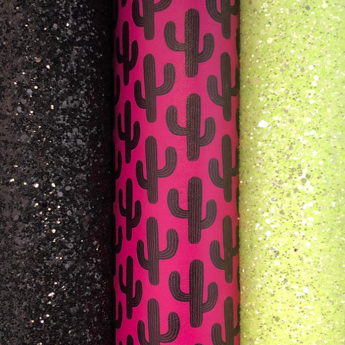 Hot Pink Saguaro Cactus Marine Vinyl Faux Leather