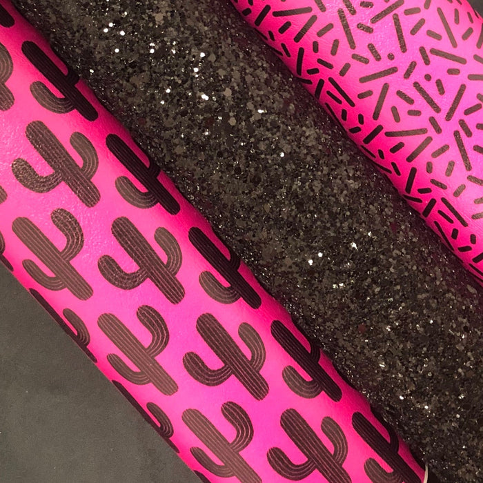 Hot Pink Saguaro Cactus Marine Vinyl Faux Leather