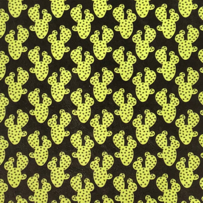 Bright Green Cactus Printed Marine Vinyl Faux Leather