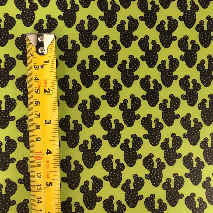 Lime Green Cactus Printed Marine Vinyl Faux Leather
