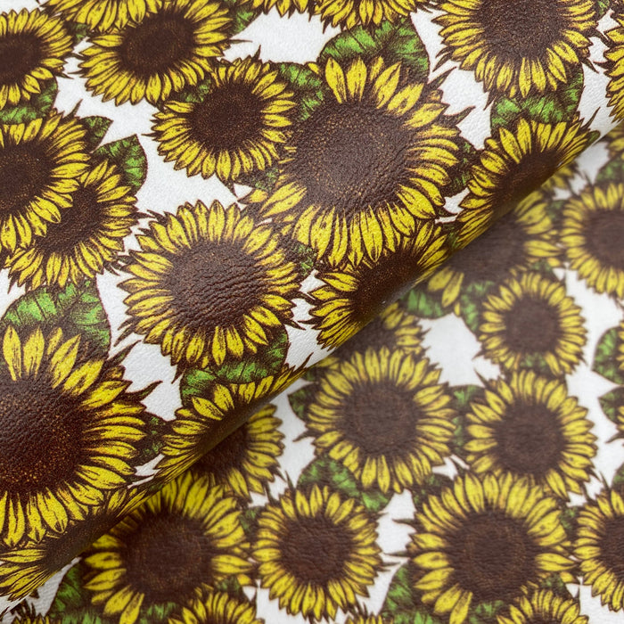 Sunflower Printed Marine Vinyl Faux Leather