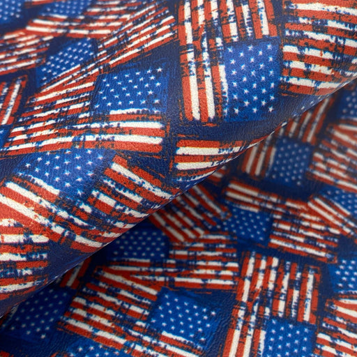 American Flag Pattern Printed Marine Vinyl Faux Leather
