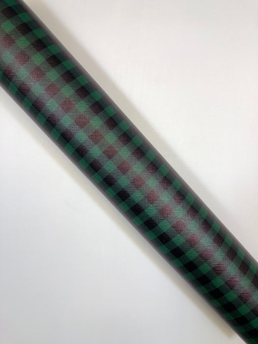 Green and Black Buffalo Plaid - Faux Leather Sheet