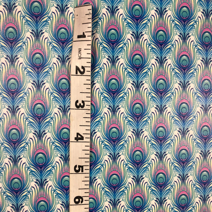 Peacock Feathers Printed Marine Vinyl Faux Leather