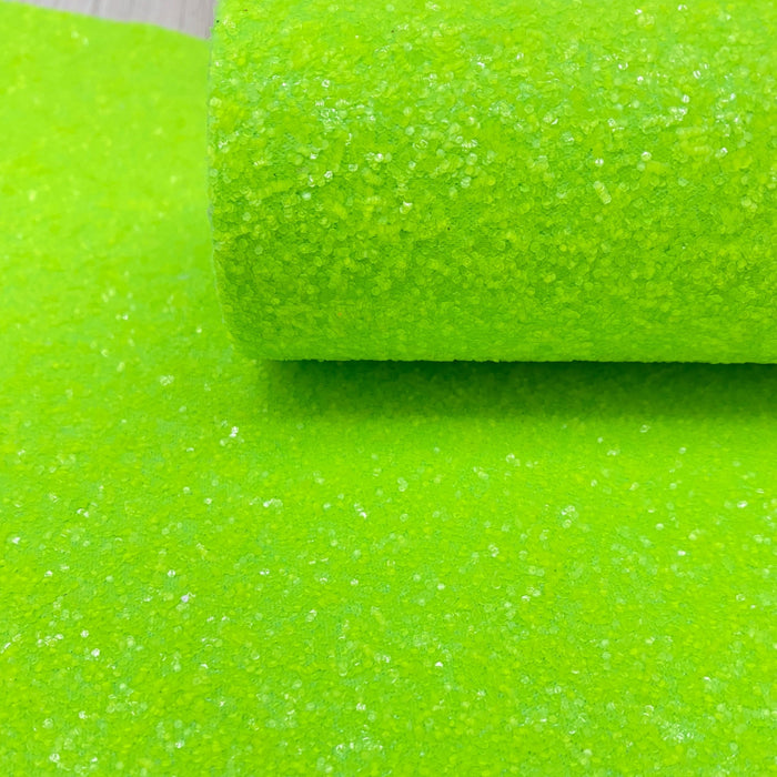 Neon Glitter Fabric Sheet - Salty Marg Lime Green Faux Leather