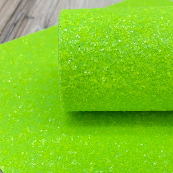 Neon Glitter Fabric Sheet - Salty Marg Lime Green Faux Leather