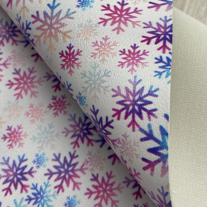 Snowflake printed marine vinyl faux leather