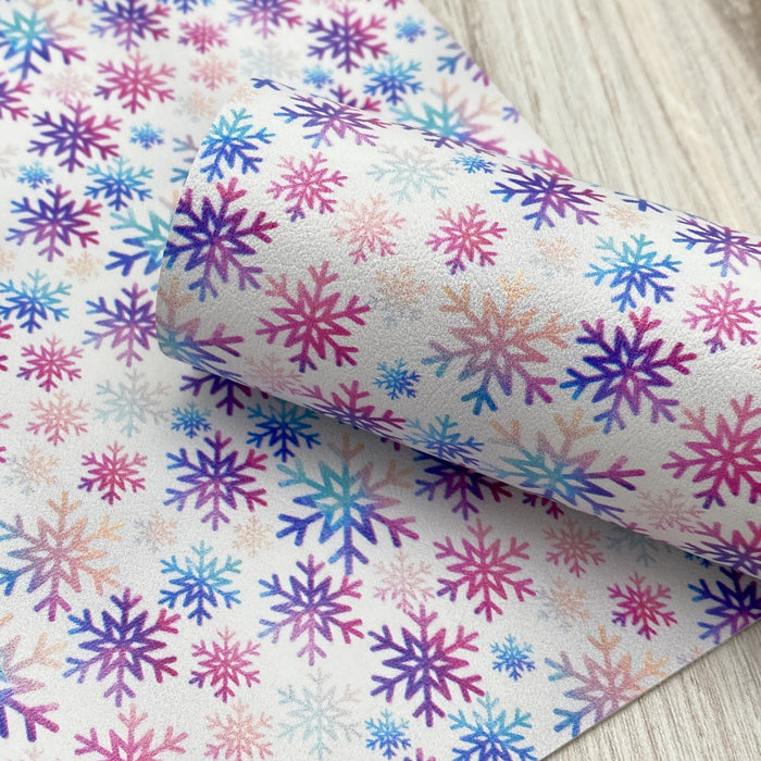 Snowflake printed marine vinyl faux leather