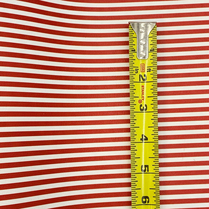 Thin Red & White Stripe Marine Vinyl Faux Leather