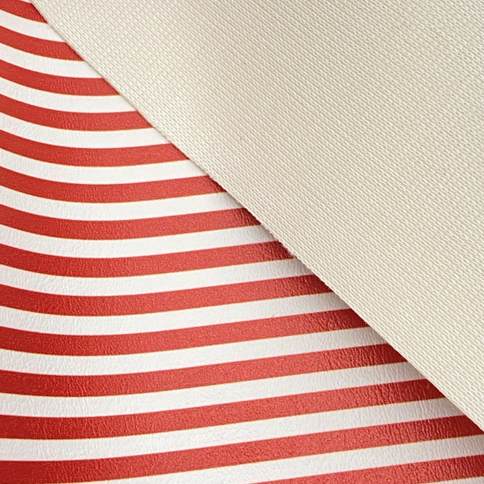 Thin Red & White Stripe Marine Vinyl Faux Leather