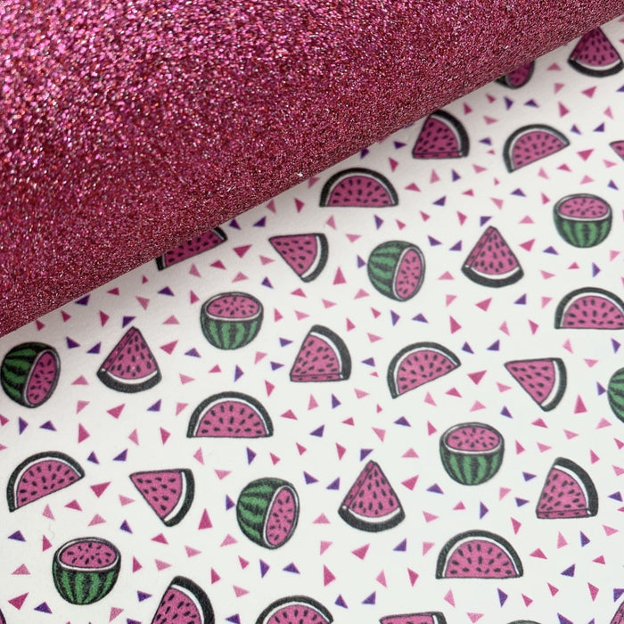 Watermelon Confetti Printed Leather