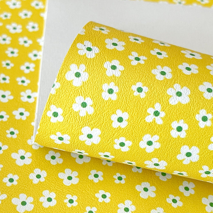 Yellow Summer Floral Printed Marine Vinyl