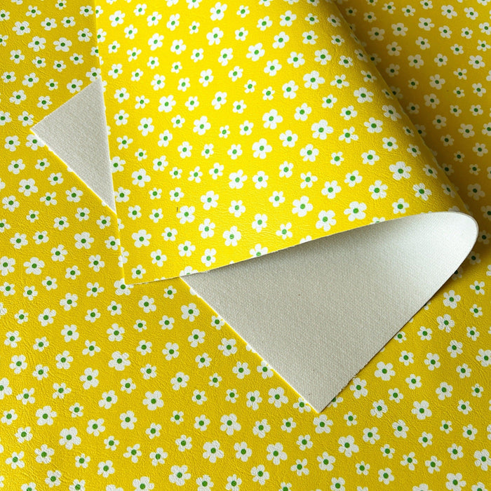 Backing of Yellow Summer Floral Marine Vinyl