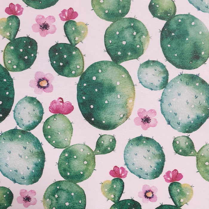 Watercolor Cactus Printed Leather