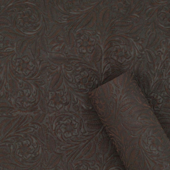 Floral Embossed Suede Sheet - Chocolate Brown