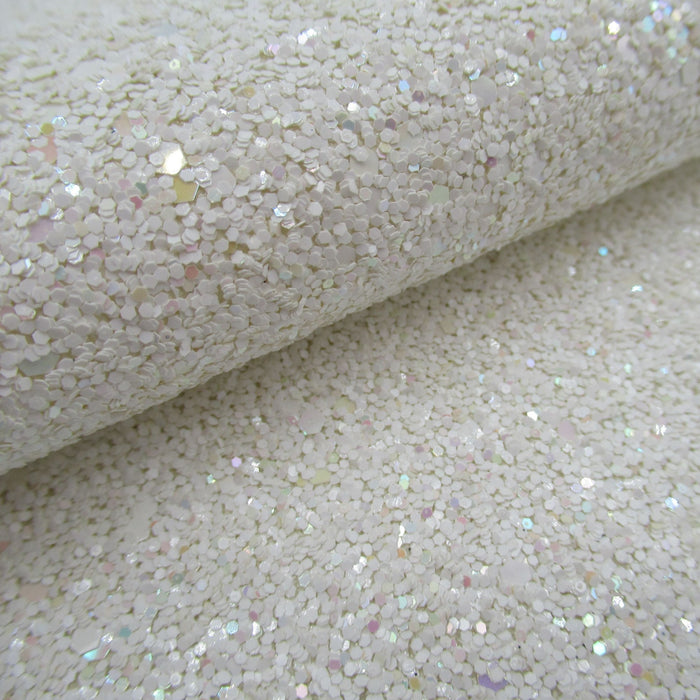 Ocean Wave White Glitter Faux Leather Sheet