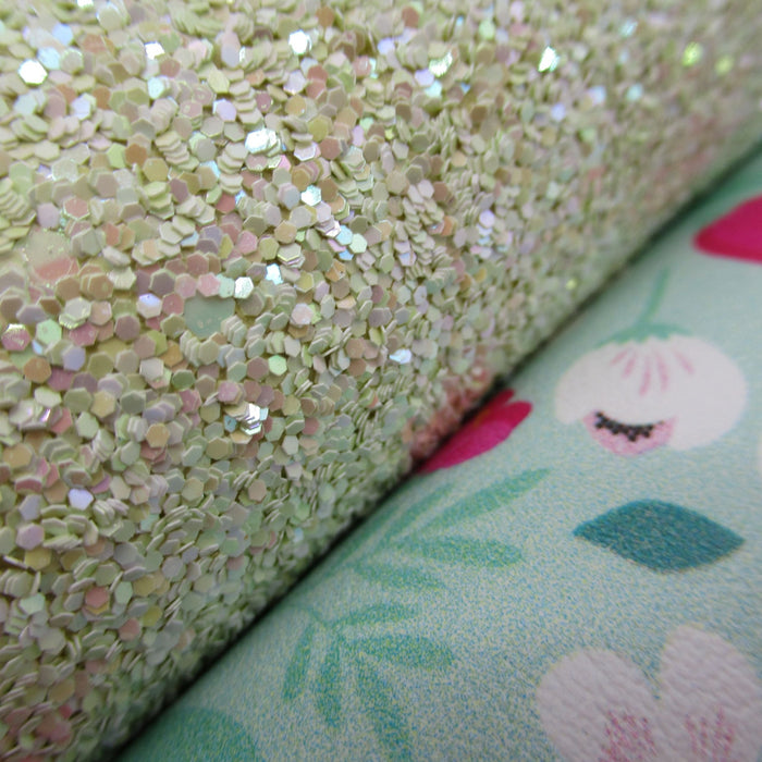 Seaweed Green Glitter Faux Leather Sheet