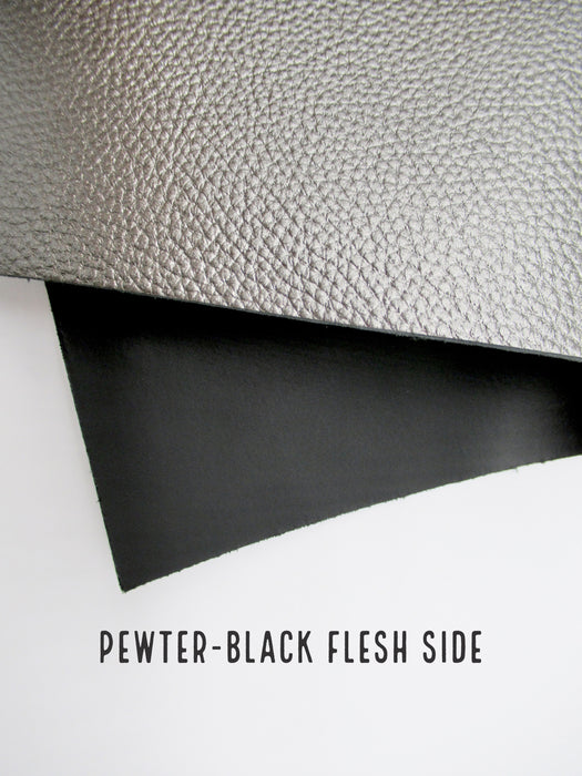 Pewter Metallic Double Sided Cowhide Leather Panel