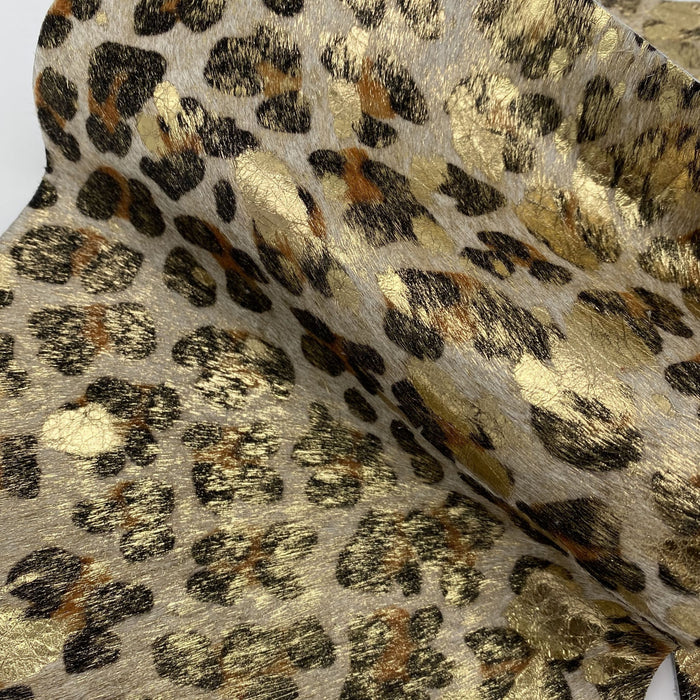 Metallic Leopard Hair-On Cowhide Leather Sheets