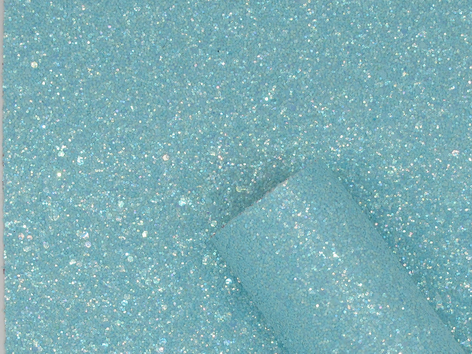 Seafoam Blue Chunky Glitter Faux Leather Sheet