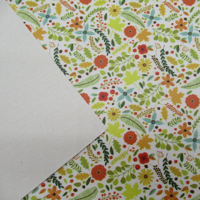 Fall Floral Printed Marine Vinyl Faux Leather
