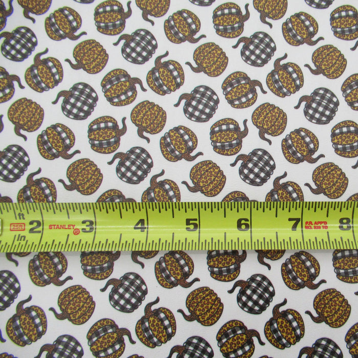 Fall Leopard Pumpkin Printed Marine Vinyl Faux Leather