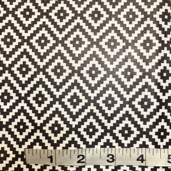 Black Aztec Printed Marine Vinyl Faux Leather