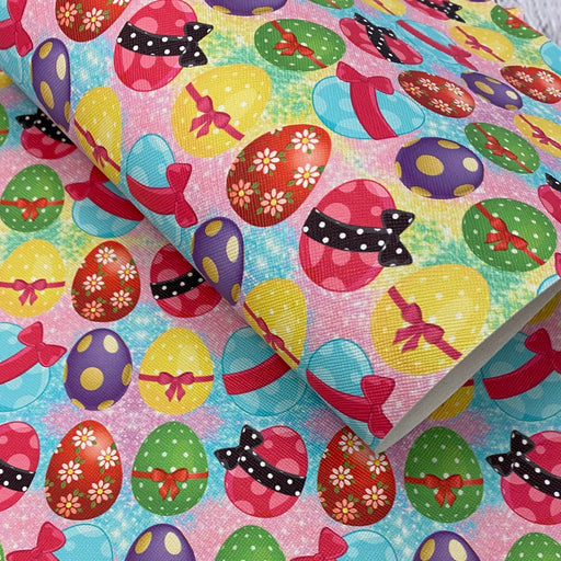 Easter Egg with Bows Faux Leather Sheet