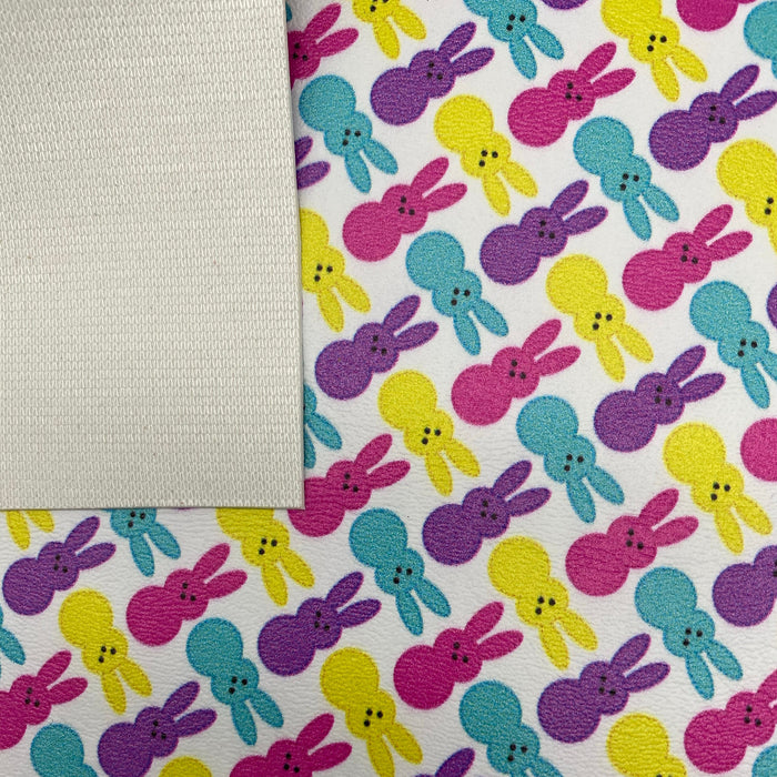 Marshmallow Bunnies - Printed Marine Vinyl Faux Leather