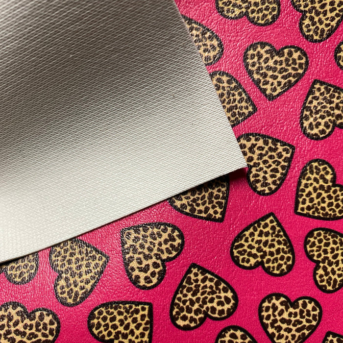 Wild Love - Leopard Heart Printed Marine Vinyl Faux Leather