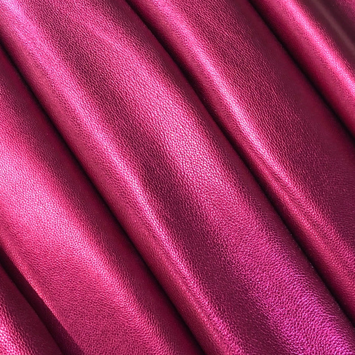 Metallic Magenta Pebble Grain Leather Sheet