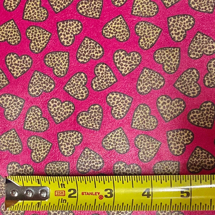 Leopard Heart Printed Marine Vinyl Faux Leather